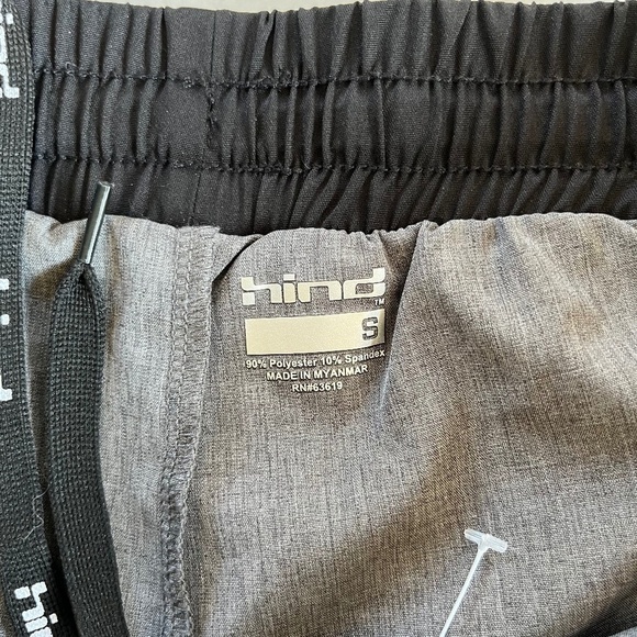 Hind Athletic Shorts Side Pockets Drawstring Elastic Waist Black Gray, Size S - Picture 4 of 7